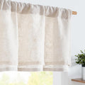 jinchan Linen Valance for Window Embroidered Farmhouse Light Filtering Voile Valance for Living Room Kitchen Beige Cottage Rustic Double Layer Curtain 16 Inch 1 Panel Crude