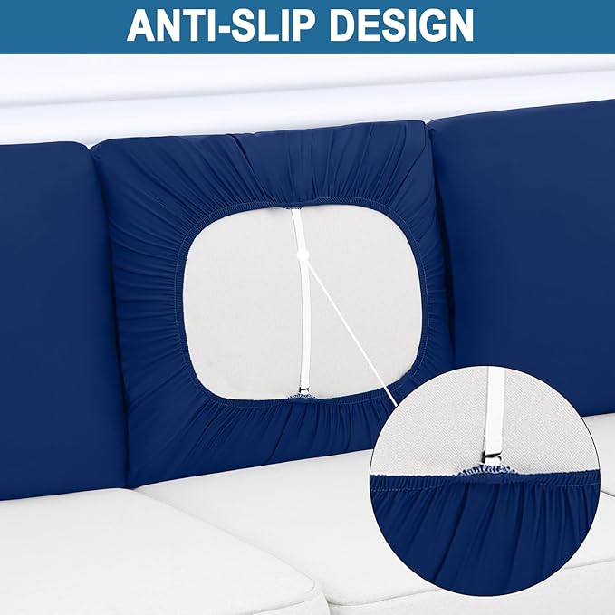 Smiry Printed Couch Cushion Covers, Stretch Soft Couch Covers for Sofa, Washable Non-Slip Sofa Slipcover Furniture Protector for Indoor and Outdoor (Backrest M, Navy)