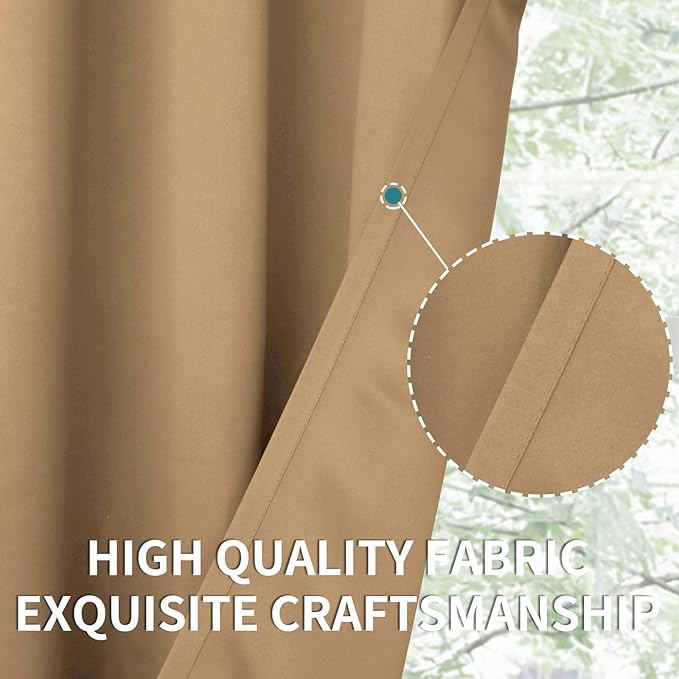 BGment Blackout Curtains for Living Room - Grommet Thermal Insulated Room Darkening Curtains for Bedroom, 2 Panels of 52 x 84 Inch, Khaki