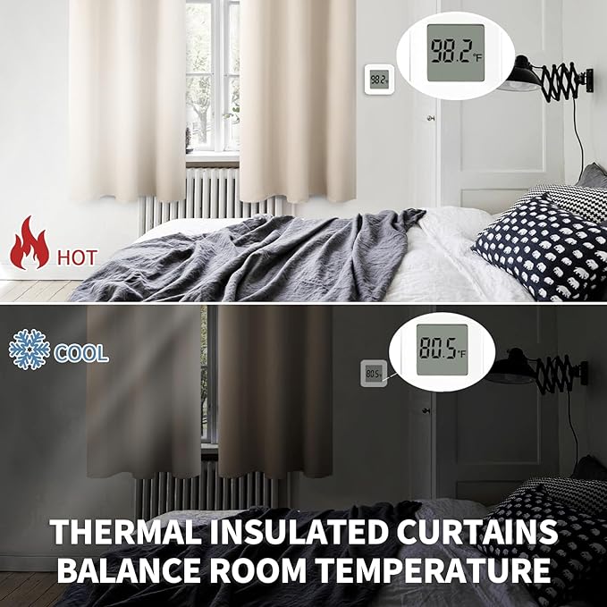 BGment Blackout Curtains - Grommet Thermal Insulated Room Darkening Bedroom and Living Room Curtains, Set of 2 Panels (46 x 54 Inch, Champagne)
