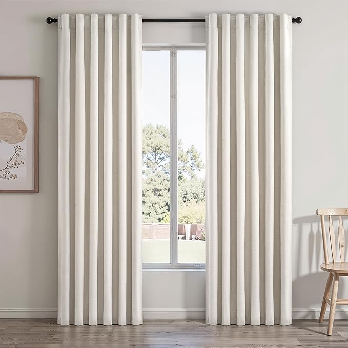 Ivory Birch 100% Blackout Curtains 96 Inches Long for Bedroom Heavy Thermal Rustic Country Curtains for Living Room Track System Window Treatments Room Darkening Drapes 8 Ft (40Wx96L 2 Panels)