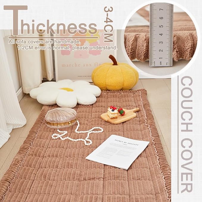 Couch Cover for Dogs Washable, Fuzzy Pet Couch Covers for 3 Cushion Sofa Pet Friendly, Non Slip Sofa Cover (Dark Brown, 23.6" x 47"/60 x 120cm)