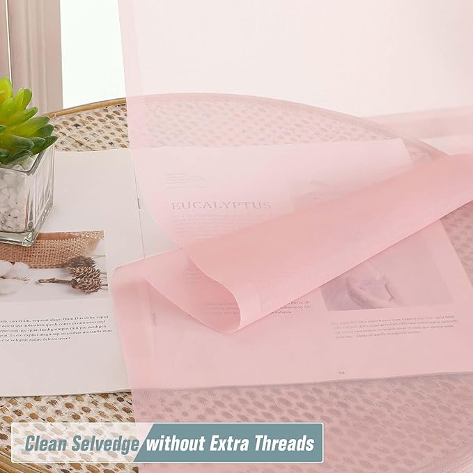 Blush Pink Window Sheer Curtains 54 inch Length, Soft Airy Light Filtering Sheer Curtain 2 Panels Set, Dual Rod Pocket Gauze Drapes for Living Room Bedroom, 2x42Wx54L Inches