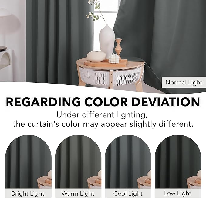 Deconovo Blackout Curtains, Thermal Insulated, W52 x L84 2 Panels, Back Tab, Machine Washable, Room-Darkening Drapes for Bedroom/Living Room Dark Grey