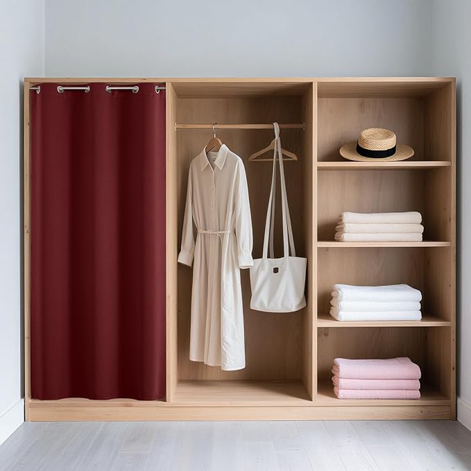 Joydeco Blackout Door Curtain for Doorway Privacy 84 Inches Long, Grommet Closet Curtain for Open Closet, Room Divider for Bedroom Living Room (Burgundy Red, 52Wx84L, 1 Panel)