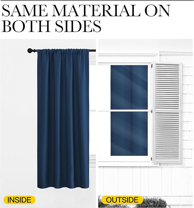 NICETOWN Blackout Curtains for Bedroom, Blackout Curtain Panels, Moroccan Blue, 1 Pair, 62 by 63-inch, Window Treatment Energy Saving Thermal Insulated Solid Rod Pocket Blackout Drapes/Draperies