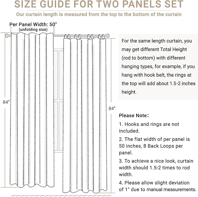 100% Blackout Shield Linen Blackout Curtains for Bedroom 90 Inches Long, Back Tab/Rod Pocket Living Room Drapes, Thermal Insulated Blackout Curtains 2 Panels Set, 50" W x 90" L, Ash Grey