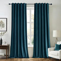 MIULEE Blue Velvet Curtains 96 inches 2 Panels - Luxury Room Darkening Curtains for Bedroom Living Room Thermal Insulated Super Soft Window Drapes Rod Pocket & Back Tab, Peacock Blue