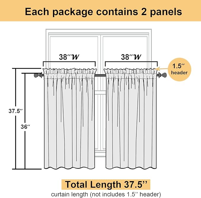 Lecloud Leia Jacquard Textured Blush Sheer Kitchen Curtains 36 Inch Length 2 Packs, Airy & Breathable Clip Leaf Living Room/Dining Room/Cafe/Bedroom Voile Pink Curtain & Drapes with Dual Rod Pockets,