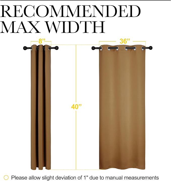 NICETOWN Sleek Blackout Curtains 40 inches Length for Small Windows, Noise Reducing and Block Draft Panels for Door Doorway Laundry Office Luxury Decor Theme (2 Panels, Gold Brown, W42 x L40 -Inch)
