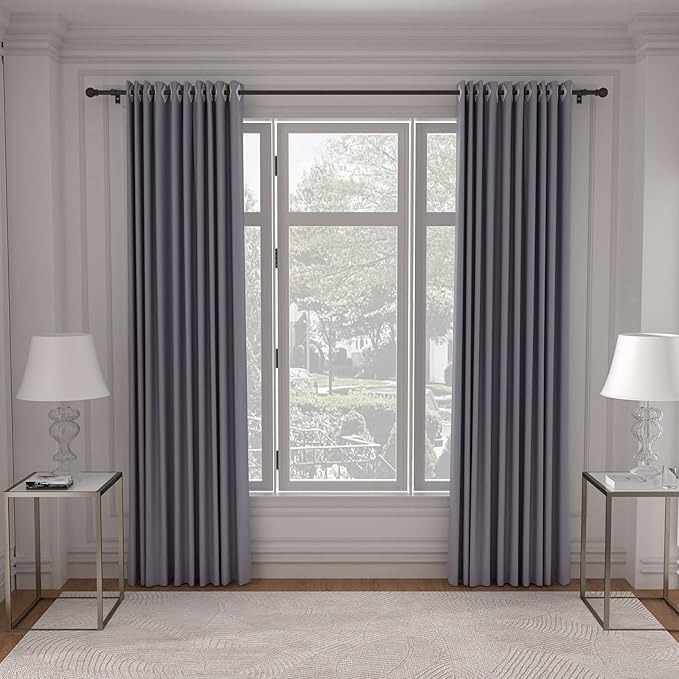 SMODBRODRE Curtain Rods for Window 32 and 48, Brown 5/8 inch Splicing Single Window Curtain Rod Set with Brackets