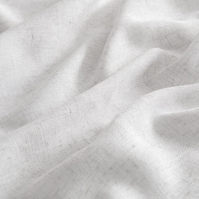 MIULEE White Curtains 36 Inch Length 2 Panels, Soft Thick Linen Textured Semi Sheer Light Filtering Kitchen Window Curtains Over Sink Small Tier for Bathroom Window Back Tab Rod Pocket