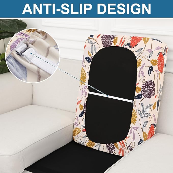 Smiry Printed Couch Cushion Covers, Stretch Soft Couch Covers for Sofa, Washable Non-Slip Sofa Slipcover Furniture Protector for Indoor and Outdoor (1 Pack, Orange)