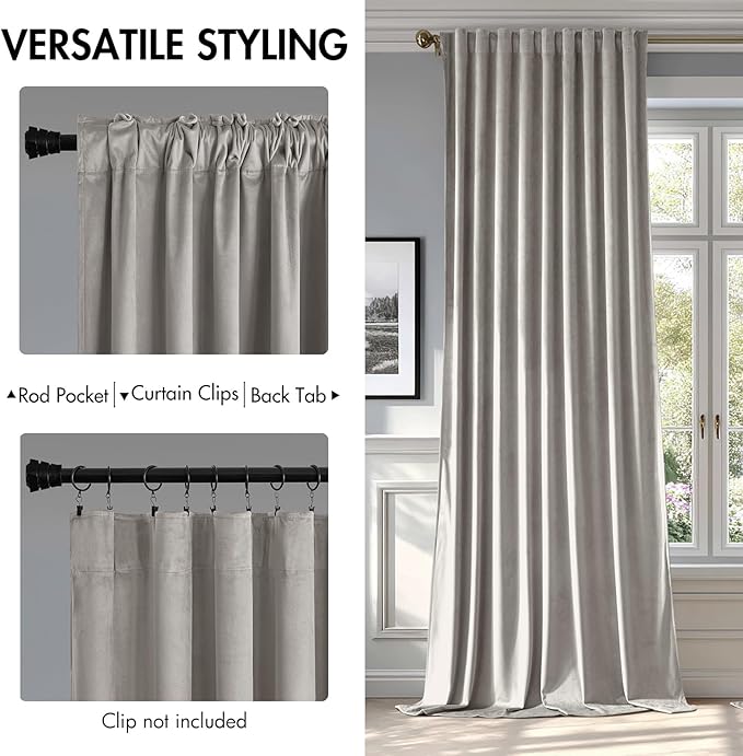 MIULEE Silver Gray Velvet Curtains 84 inches - Luxury Blackout Curtains for Bedroom Living Room Thermal Insulated Super Soft Window Drapes Rod Pocket & Back Tab, W52 x L84 inches, 2 Panels