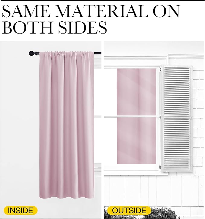 NICETOWN Kitchen Curtains Thermal Insulated Curtains & Drapes, Small Window Blackout Curtain Panels for Girls Room (Lavender Pink, 34 in x 45 in (W x L), 2 Panels)