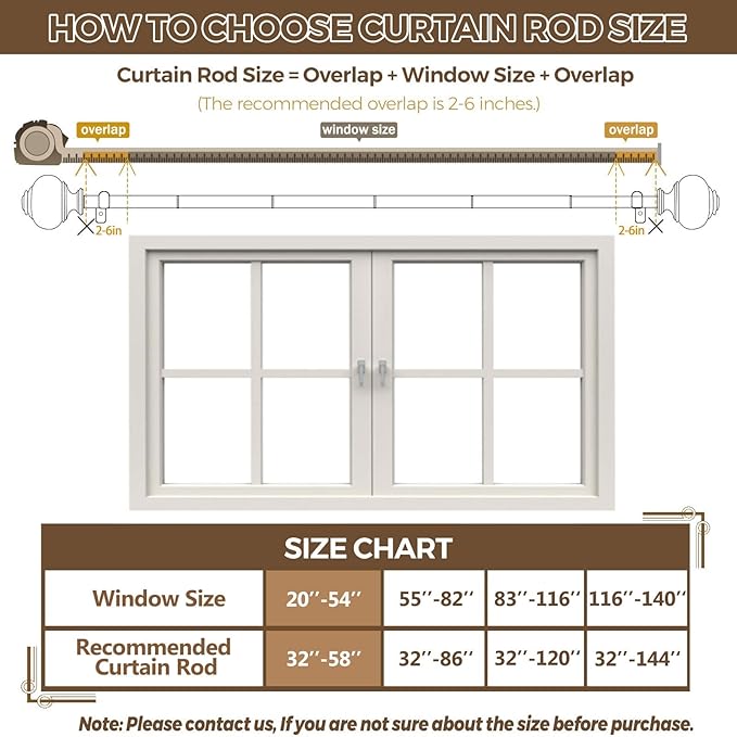 Curtain Rods 32 to 58 Inches (2.6-4.8ft), USFOOK 7/8 Inch Telescoping Splicing Drapery Rods for Windows 20 to 54 Inch, Decorative Curtain Rod for Home Decor with Luxury Gold Translucent Finials