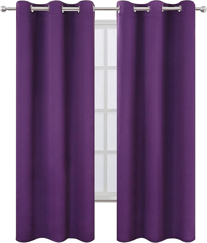 LEMOMO Purple Thermal Blackout Curtains/38 x 84 Inch/Set of 2 Panels Room Darkening Curtains for Bedroom