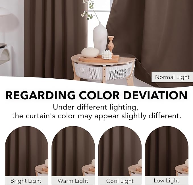 Deconovo Blackout Curtains, Thermal Insulated, W52 x L84 2 Panels, Back Tab, Machine Washable, Room-Darkening Drapes for Bedroom/Living Room Brown