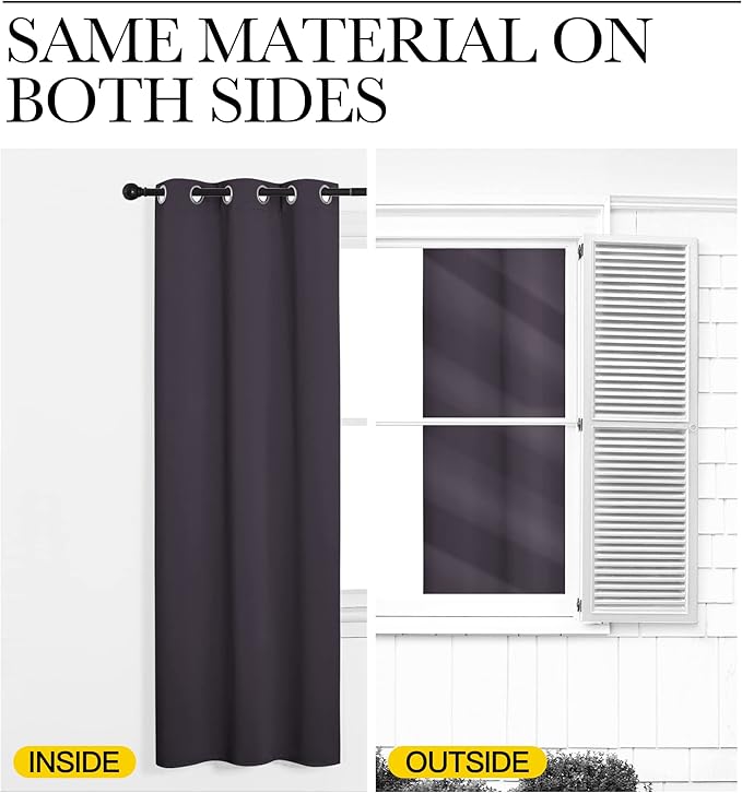 NICETOWN Blackout Window Curtains 70" L, 2 Panels, 34 inch, Greyish Purple, Grommet Top Room Darkening Thermal Insulated Vertical Window Drapes Modern for Flat/Apartment