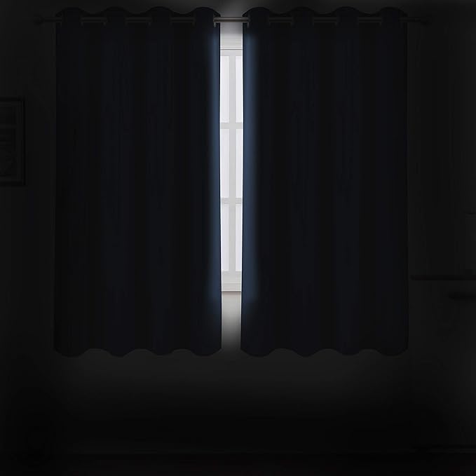 LEMOMO Navy Blue Thermal Blackout Curtains/52 x 54 Inch/Set of 2 Panels Room Darkening Curtains for Bedroom