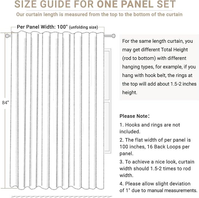100% Blackout Shield Linen Blackout Curtains for Bedroom 84 Inches Long, Back Tab/Rod Pocket Living Room Drapes, Thermal Insulated Blackout Curtains 1 Panel Set, 100" W x 84" L, Blush Pink