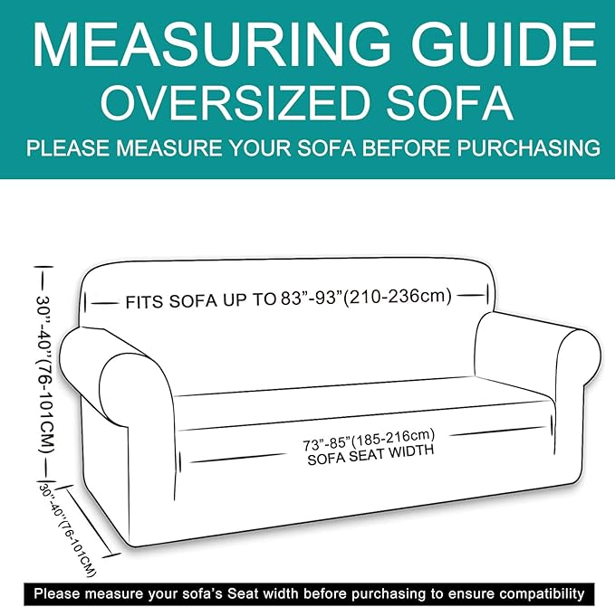 U-NICE HOME Oversized Stretch Sofa Slipcover, Soft Jacquard Fabric Couch Cover, Pet Friendly Furniture Protector, Ivory White