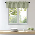 OWENIE Bob 1 PCS Green Valances for Windows, Faux Linen Textured Kitchen Window Curtains Valance for Bedroom Living Room, Modern Soft Airy Solid Rod Pocket Bathroom Cafe Curtain, 60Wx12L Inch