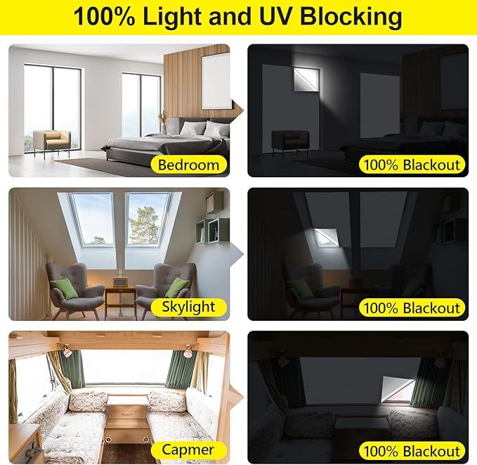 FADOTY Cuttable Blackout Shades Fabric Sheet, Blackout Curtains for Bedroom, Portable 100% Black Out Window Cover Film, No Drill Window Blinds, Sun Heat Light Blocker for Travel Media Dorm, 57'' W