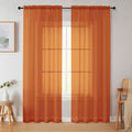 Orange Sheer Curtains 84 Inches Long 2 Panels, Soft Airy Light Filtering Curtains for Bedroom Living Room, Modern Rod Pocket Privacy Drapes Window Treatments, Orange, Total Wide 84 Inch