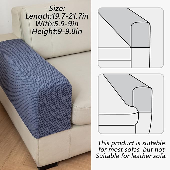 Soothing Home Sofa Covers, Sofa Hero Covers, Wear-Resistant Universal Couch Covers Washable Stretch Sectional Couch Cushion Covers (Metal Grey,Arm Rest Covers 2pcs)