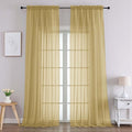 Chyhomenyc Gold Sheer Curtains 96 Inches Long 2 Panels, Light Filtering Gold Curtains for Living Room, Soft Gentle Voile Rod Pocket Bedroom Window Drapes, 59Wx96L Inch, 2PCS