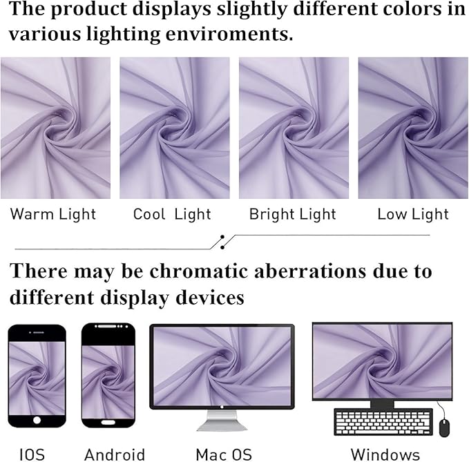 Lecloud Lavender Sheer Kitchen Curtains 54 Inch Length 2 Panels, Double Rod Pockets Window Living Room Light Purple Curtain, Balance Light & Privacy Solid Voile Girls Bedroom Drapes, 40W x 54L