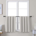 Simplebrand Ava Natural Short 24 Inches Blackout Curtain 2 Panels Set, Half Window Rod Pocket Privacy Curtain Tiers for Kitchen, Curtains Blackout for Bathroom Shades, W30 x L24 Inch, Natural