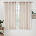MIULEE Natural White Short Linen Curtains 45 Inch Length 2 Panels for Kitchen Bedroom Bathroom, Soft Thick Linen Textured Basement Window Drapes Semi Sheer Light Filtering Back Tab Rod Pocket