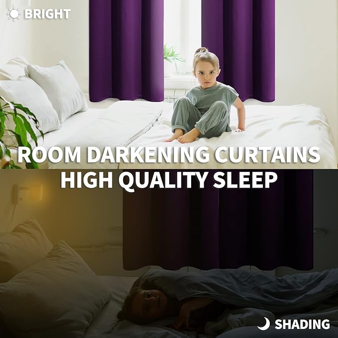BGment Blackout Curtains - Grommet Thermal Insulated Room Darkening Bedroom and Living Room Curtain, Set of 2 Panels (52 x 95 Inch, Royal Purple)
