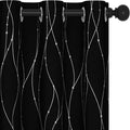 Deconovo Short Blackout Curtains, Black Drapes, Thermal Insulated Soundproof Grommet Curtain, Wave Line Dot Foil Print, 38 x 54 Inch, 2 Panels, Machine Washable Window Panel for Small Windows Kitchen