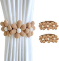 SRG Sunflower Curtain Tiebacks-2 Pack | Curtain Holdbacks with Three Flower | Curtain Tiebacks Boho | Japanese Curtain Ties | Cute Flower Curtain Ties Decorative for Bedroom Window Treatment （Khaki）