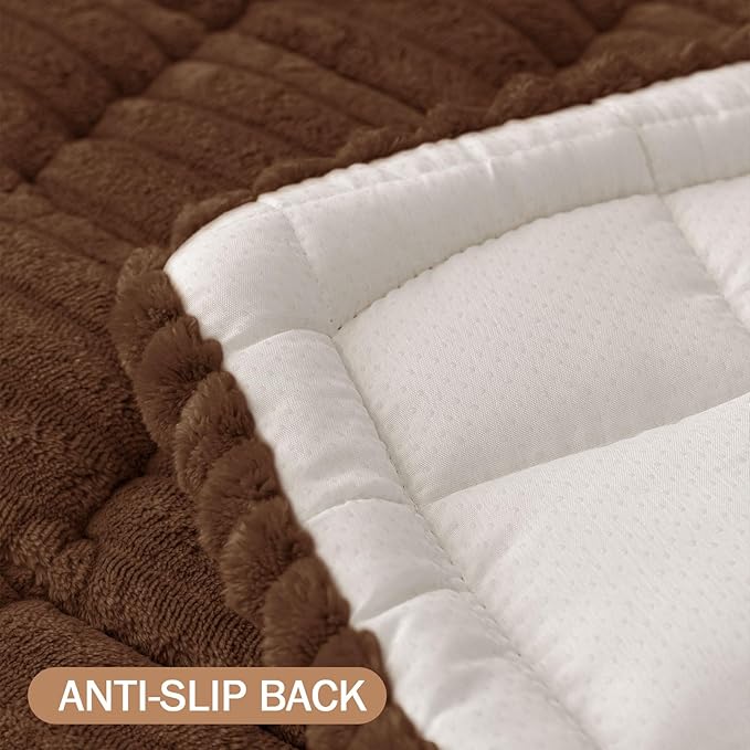Smiry Couch Cover for Dogs Washable, Non Slip Fuzzy Pet Couch Covers for 3 Cushion Sofa Pet Friendly, Thick Soft Sofa Slipcovers Cushion Protector (Brown, 27.6" x 88")