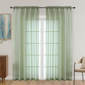 OVZME Sage Green Sheer Curtains 72 Inches Long 2 Panels Set, Light Filtering Sheer Curtains for Living Room Bedroom 59 Inch Extra Wide, Modern Voile Filmy Rod Pocket Window Drapes, 59Wx72L Inches