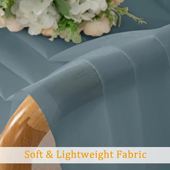 Gwine Sheer Curtains 72 Inch Length - Light Filtering Rod Pocket Window Curtain Panels for Bedroom, Elegant Soft Voile Living Room Sheer Drapes, Each 42Wx72L, 2 Panels, Dusty Blue
