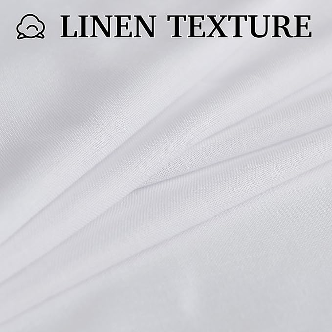 RYB HOME Extra Long Linen Sheer Curtains 108 inches Long, White Aesthetic Light Filtering Airy Half Privacy Floor Sweeping Draperies for Sunroom, W 52 x L 108 inches, 2 Pcs