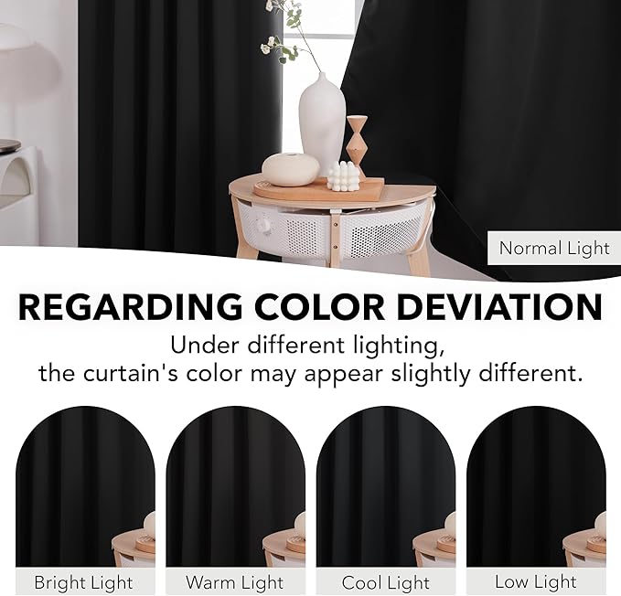 Deconovo Blackout Curtains, Thermal Insulated, W52 x L108 2 Panels, Back Tab, Machine Washable, Room-Darkening Drapes for Bedroom/Living Room Black