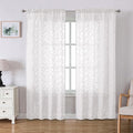 Lecloud Leia White Sheer Curtains 72 Inches Long 2 Panels, Jacquard Texture Leaves Voile Curtain Balance Light & Privacy, Dual Rod Pockets Drapes for Living Room Bedroom Dining Room, 42" W x 72" L
