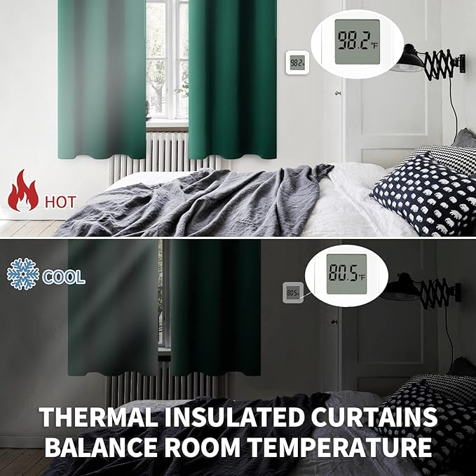 BGment Blackout Curtains - Grommet Thermal Insulated Room Darkening Bedroom and Living Room Curtains, Set of 2 Decorative Curtain Panels (52 x 63 Inch, Emerald Green)