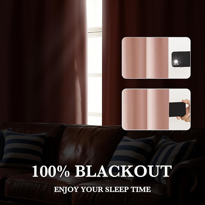 RYB HOME 100% Blackout Basement Curtains 24 inches Long, Heat & UV Blocking Total Room Darkening Noise Reducing Curtains for Bathroom RV Campers, Peach Pink, 2 Panels Set