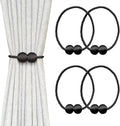 Melaluxe 4 Pack Magnetic Curtain Tiebacks, Decorative Curtain Holdbacks for Window Décor (Black)