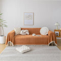 HANDONTIME Dark Orange Sofa Covers Couch Cover for Dogs Colorful Tassel Lovetseat Cover Pet Couch Cover Bohemian Sofa Cover for Couch Vintage Boho Couch Covers Futon Cover Pet-Friendly, 91" X134"