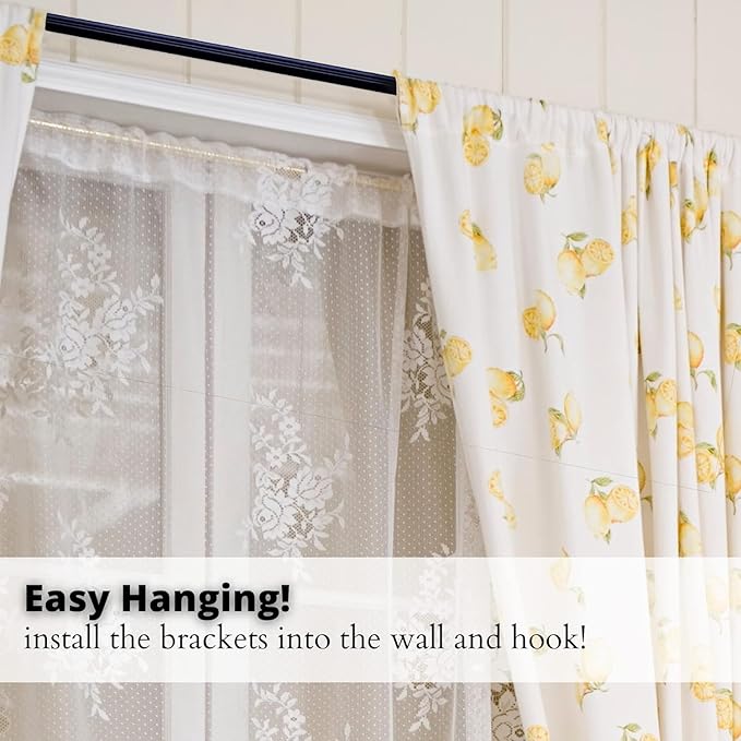 Yafa Home Fashion Heavy Duty Single Standard Adjustable Curtain Rod Hardware Included(Black, 48"-84")