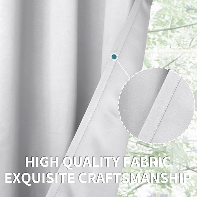 BGment Blackout Curtains - Grommet Thermal Insulated Room Darkening Bedroom and Living Room Curtains, Set of 2 Panels (52 x 120 Inch, Greyish White)