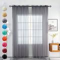 youleyar Solid Sheer Rod Pocket Curtain Voile Draperies 2 Panels White Beige Black Grey Coffee 60 Inch Width 72 Inch Long 1 Pair for Kitchen Bedroom Children Living Room Yard(Grey,60Wｘ72L)